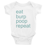 Eat, burp, poop, repeat - white baby one-piece bodysuit